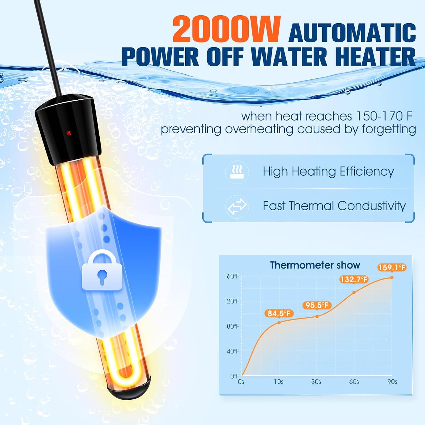 Ducha portatil con calentador 6000Mah para camping