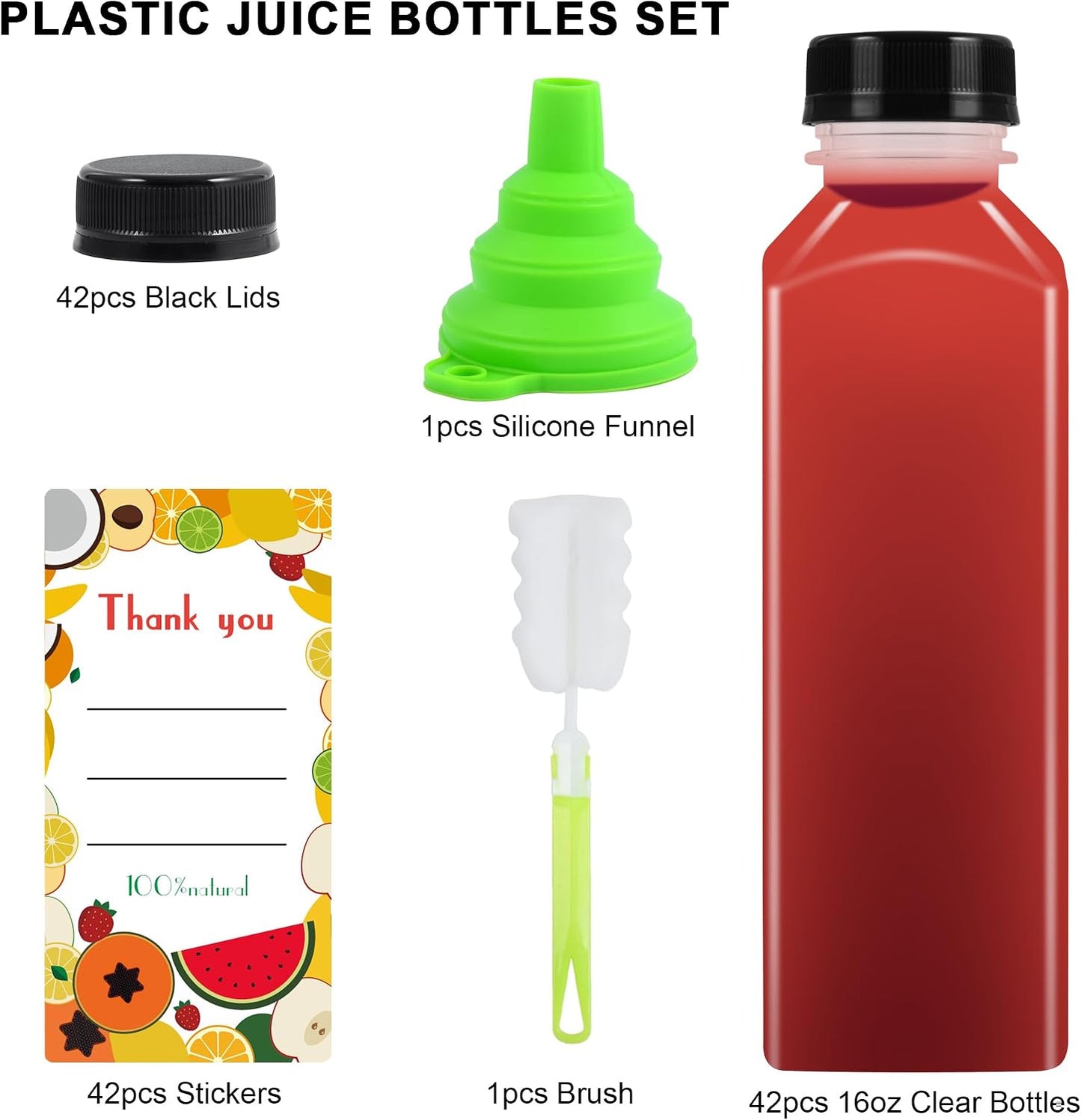 36 Botellas Plástico 16oz con Tapas Reutiliz.