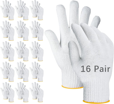 8 Pzas Guantes Algodón Unisex Trabajo Almacen Construcción