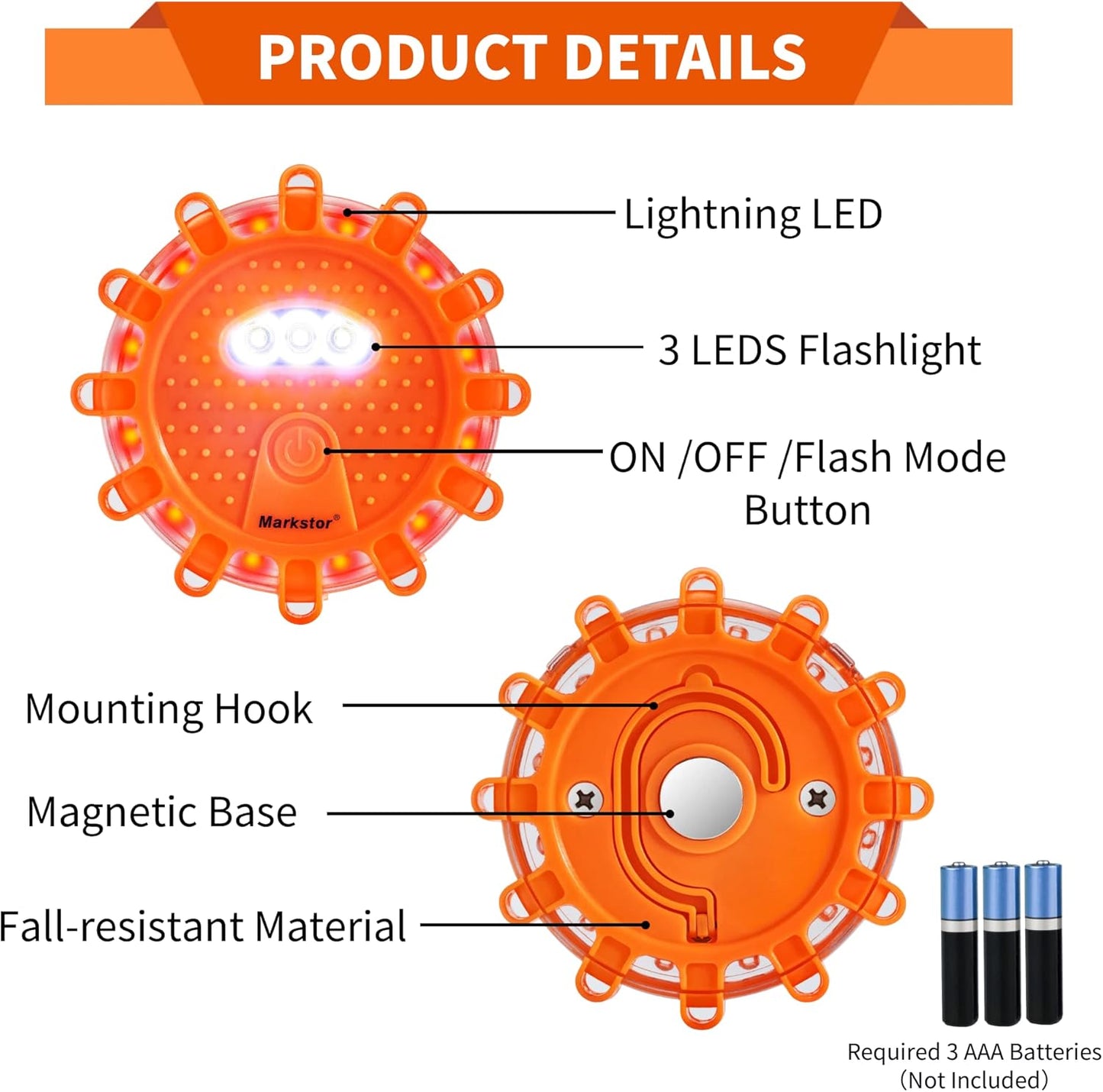 3 Luces LED Emergencia con Batería y Guantes Seguridad