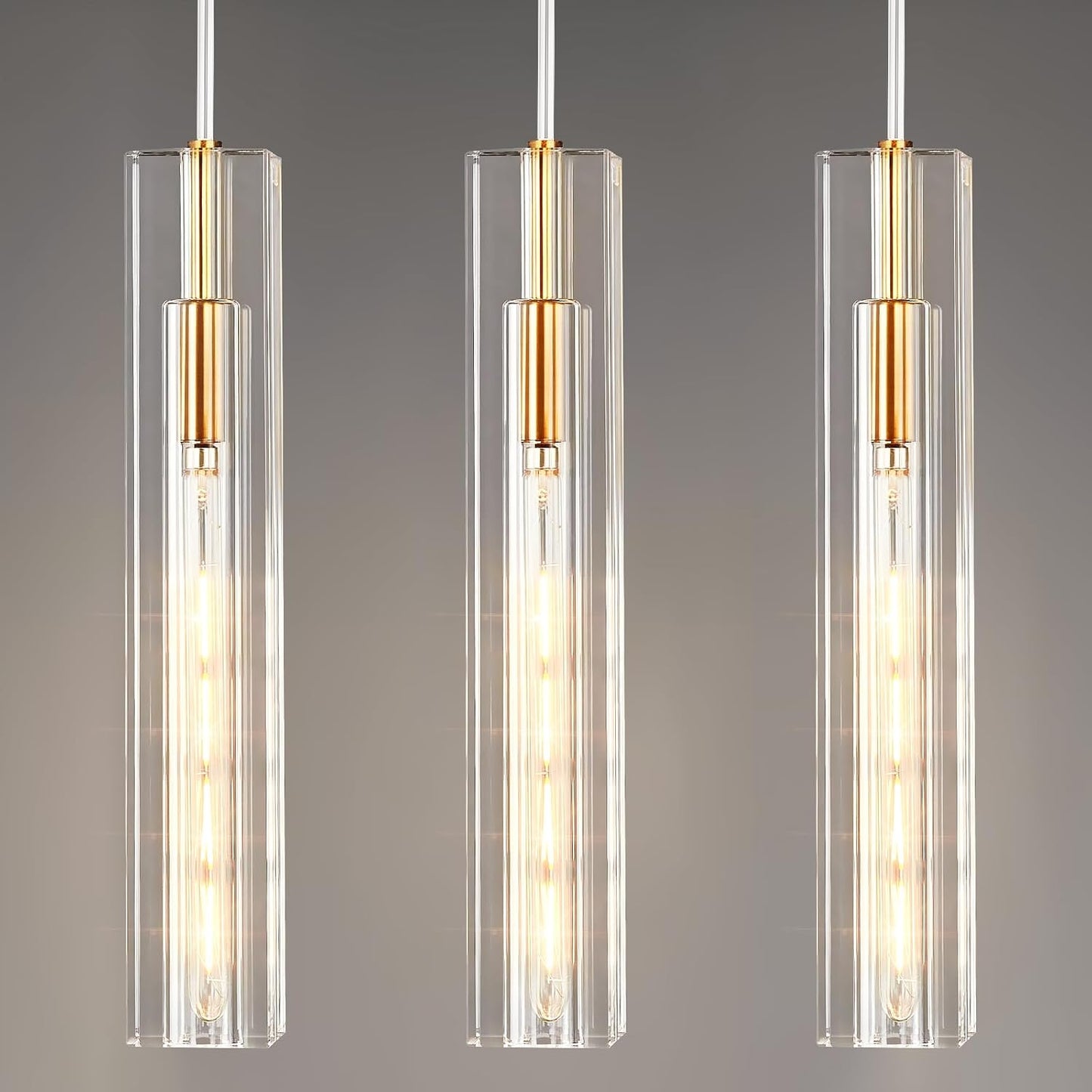 Lámparas colgantes de cristal para cocina y sala set 3