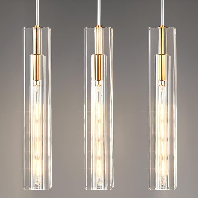 3 Pzas Lámparas Techo Cristal para Cocina y Sala