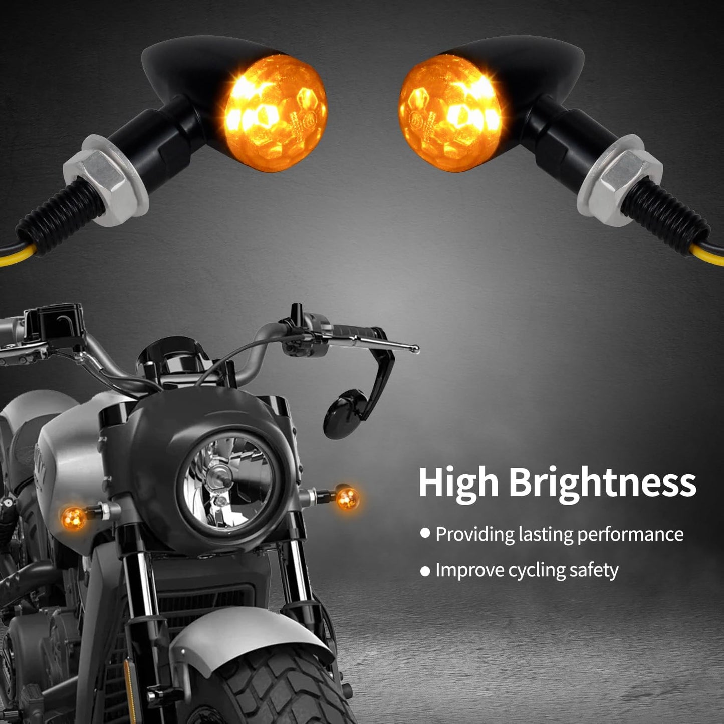 Señales giro motocicleta lente ahumado LED metal 4uds