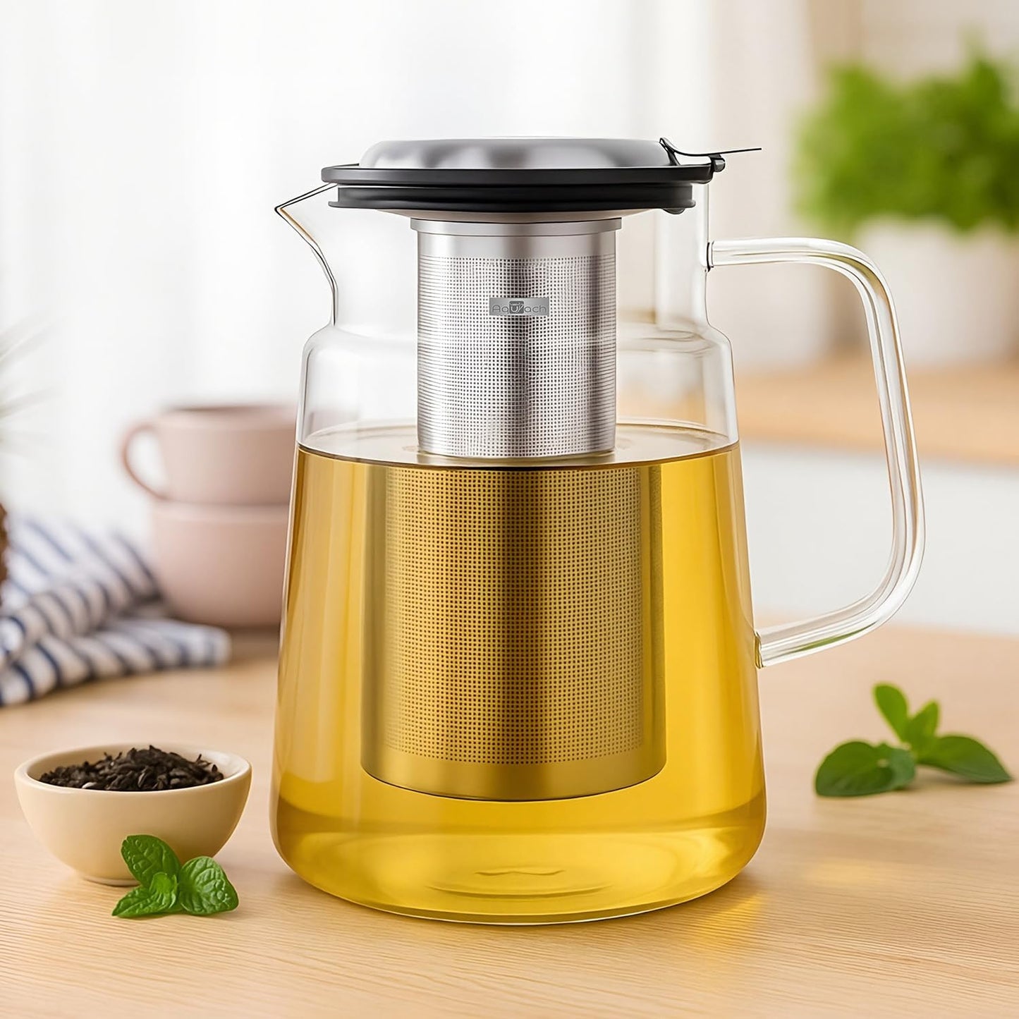 Tetera vidrio borosilicato 74oz con infusor acero inox