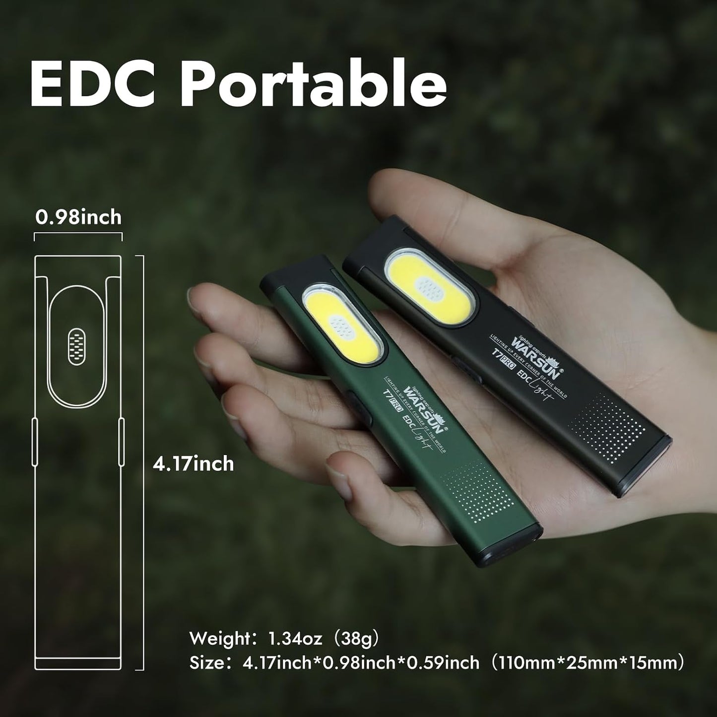 Linterna EDC recargable T7 con luz LED y base magnética