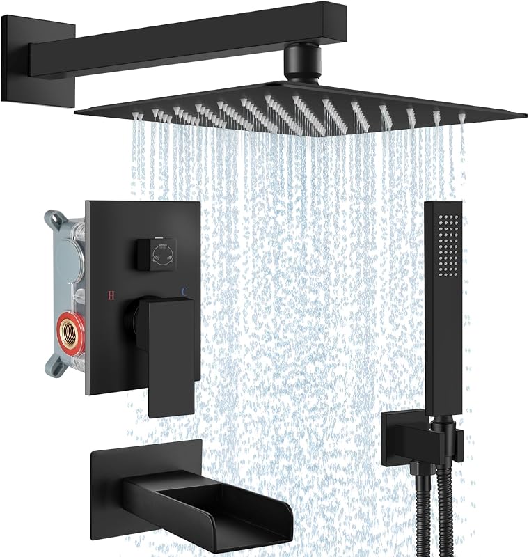 Set grifería ducha lluvia y cascada con rociador