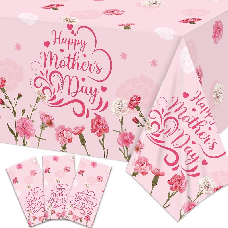 Mantel decorativo 3 Pzas flores rosadas plástico