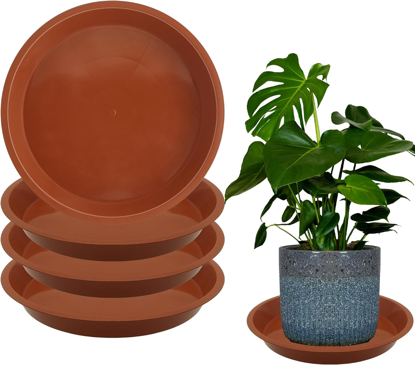 4 Platillos Plástico 14" para Macetas Interiores Exteriores