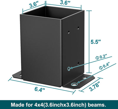 Base para Postes 4x4 10 Pzas Soporte Negro Mate Resistente