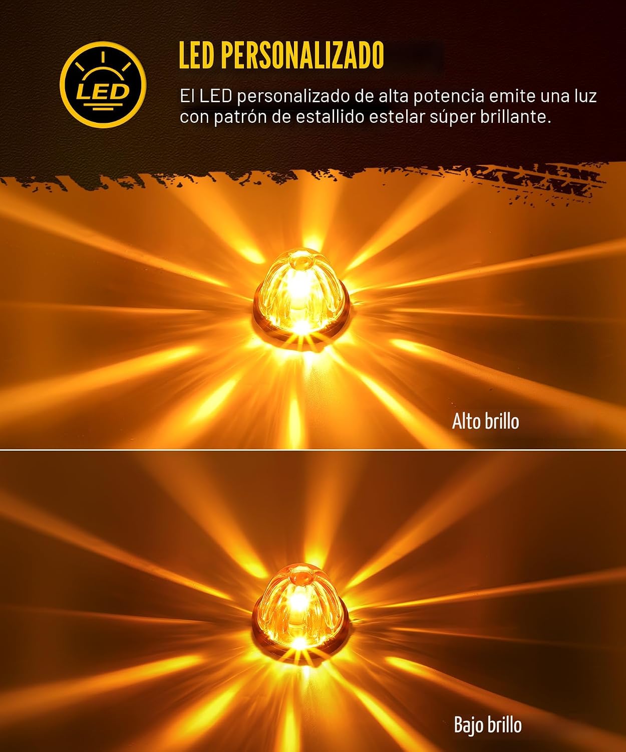 2 Pzas Luces Giro LED Ámbar Vidrio Sandía Repuesto Kenworth