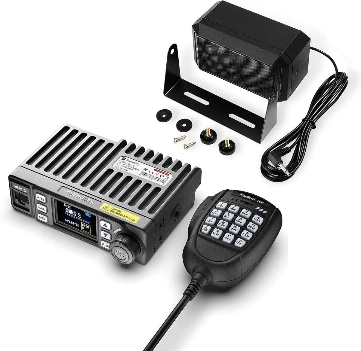 Radio móvil GMRS 20W con altavoz externo