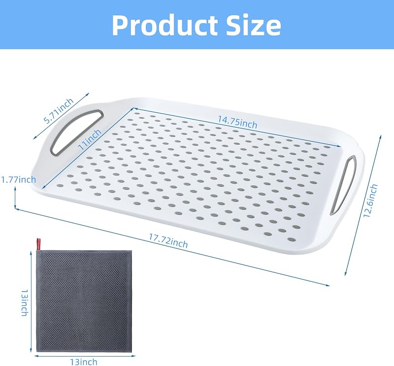 Bandeja antiderrap con asas para servir 2 pzas color blanco