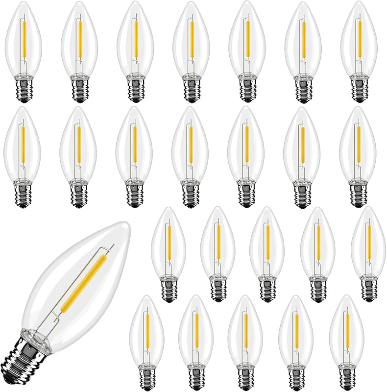 25 Pack Bombillas LED C7 E12 Blanco Suave Regulables Velas Ventana