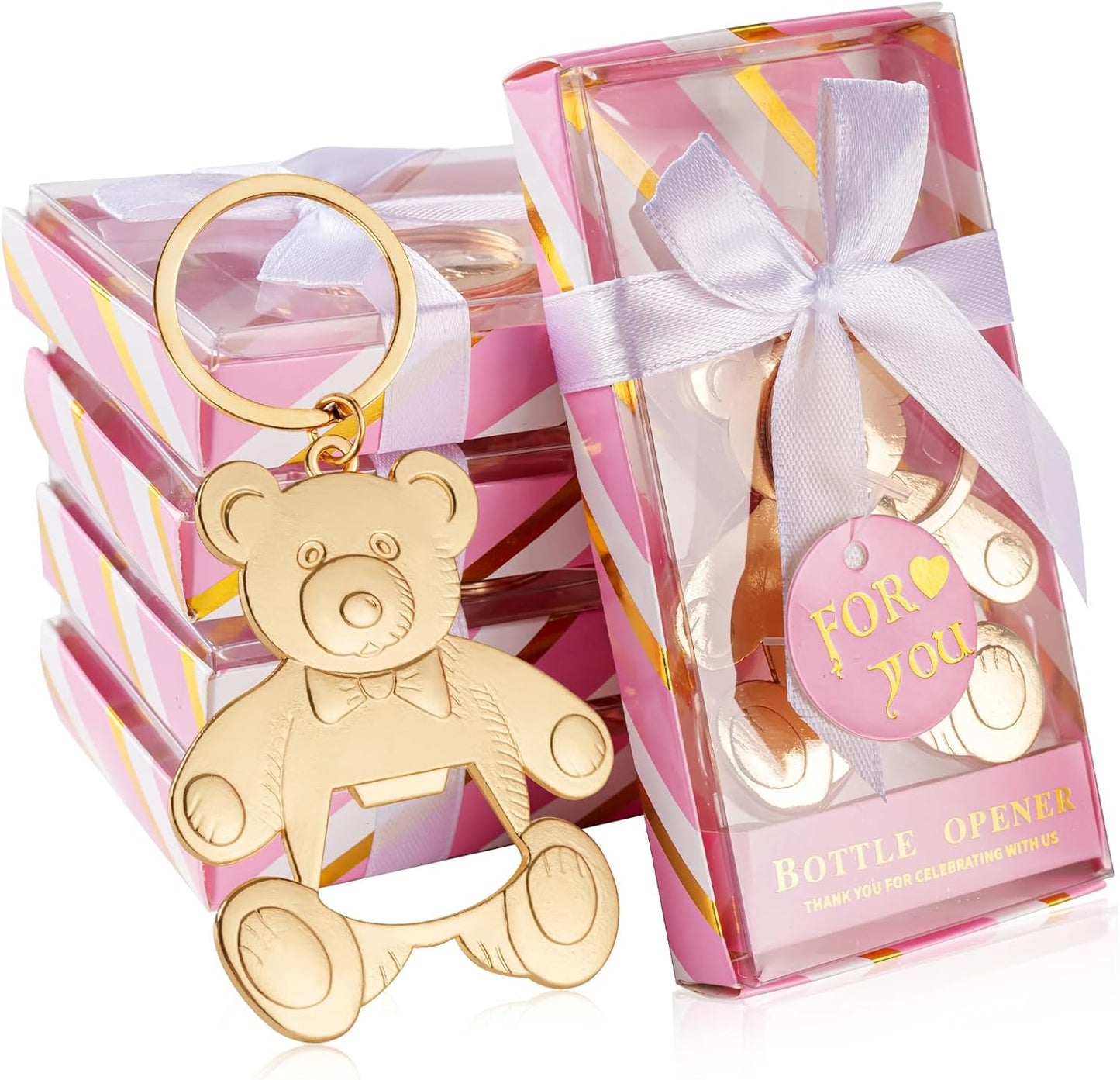 24 Abridores Botella Oso Rosa Regalo Baby Shower