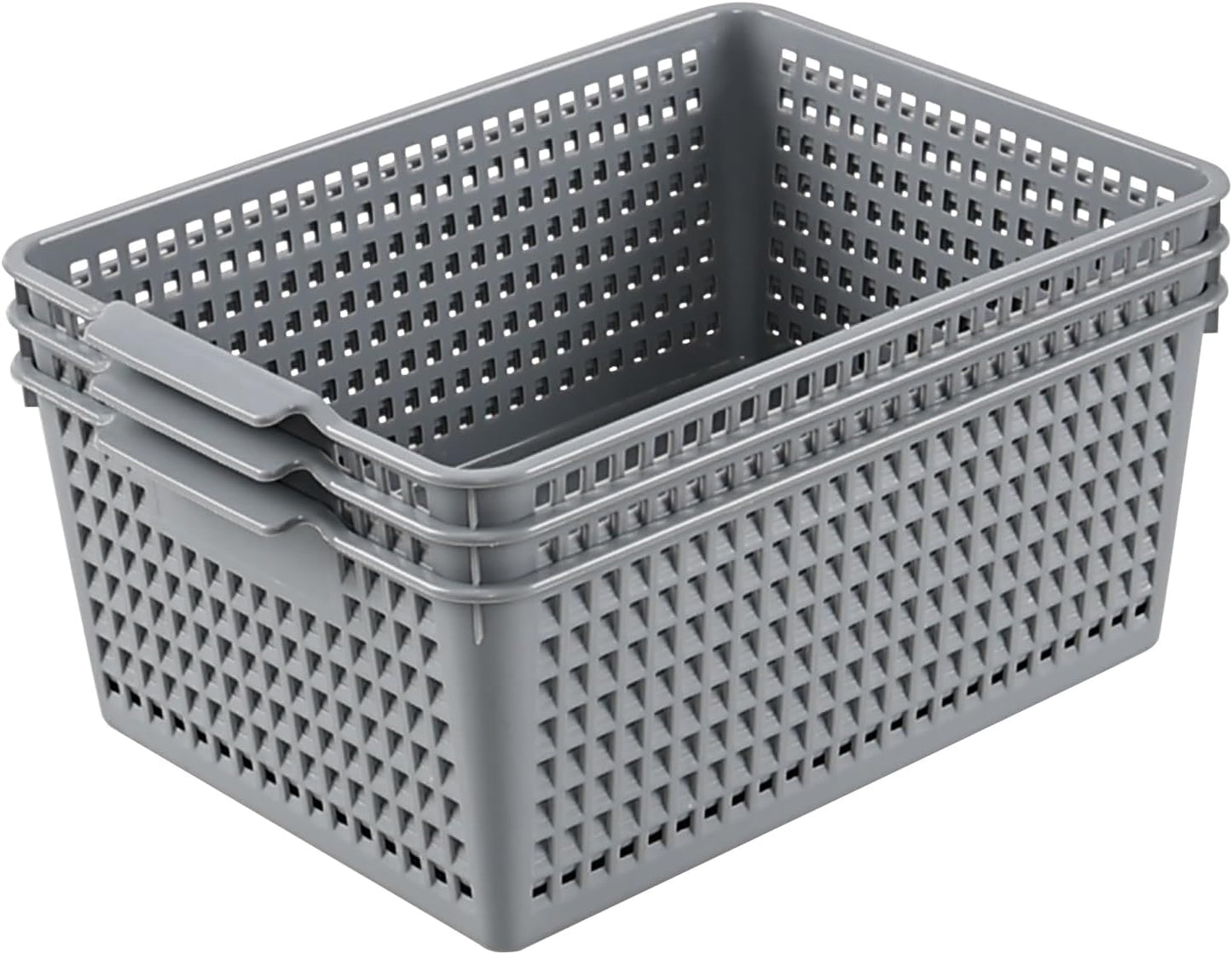 3 Pzas Cestas Plástico Gris para Organizar
