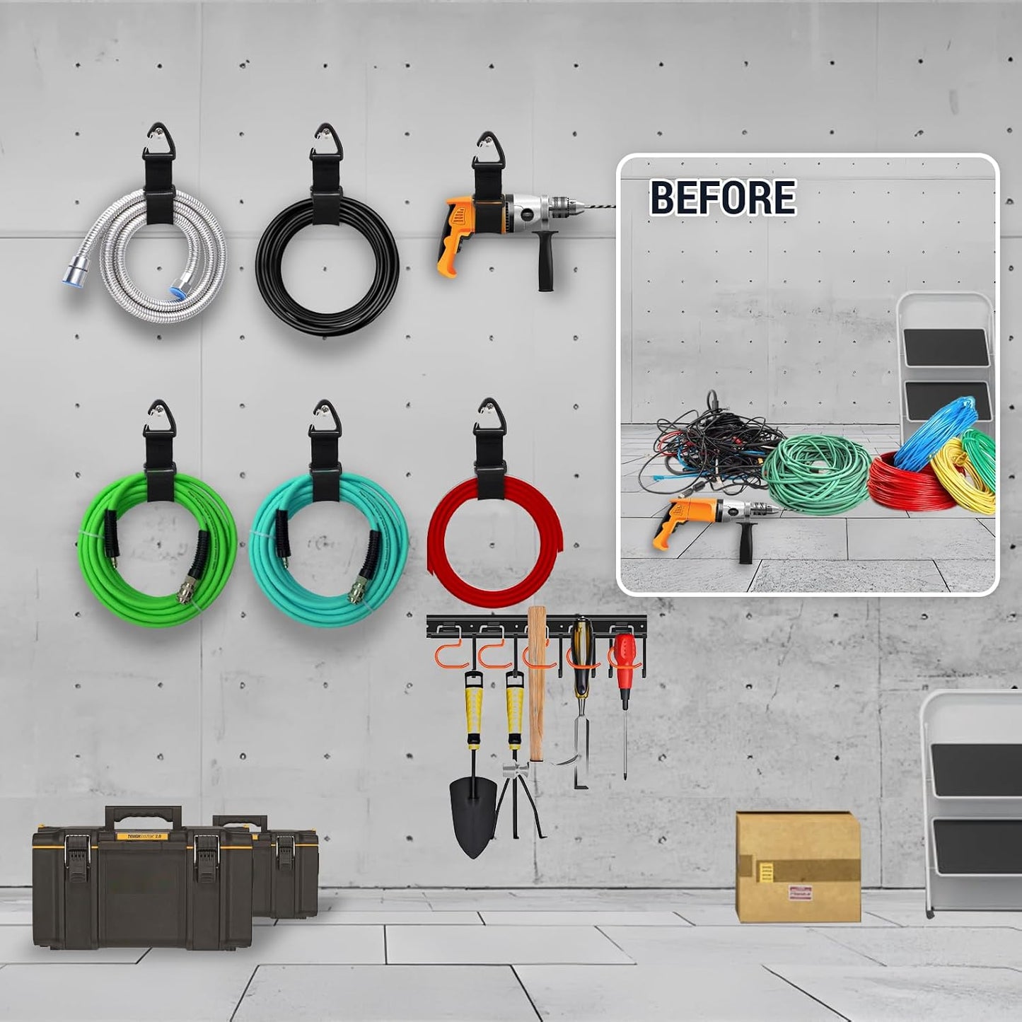 Organizador cables extensión colgar por gravedad 4L