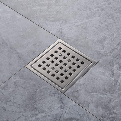 Desagüe cuadrado níquel cepillado 4pulg baño cocina