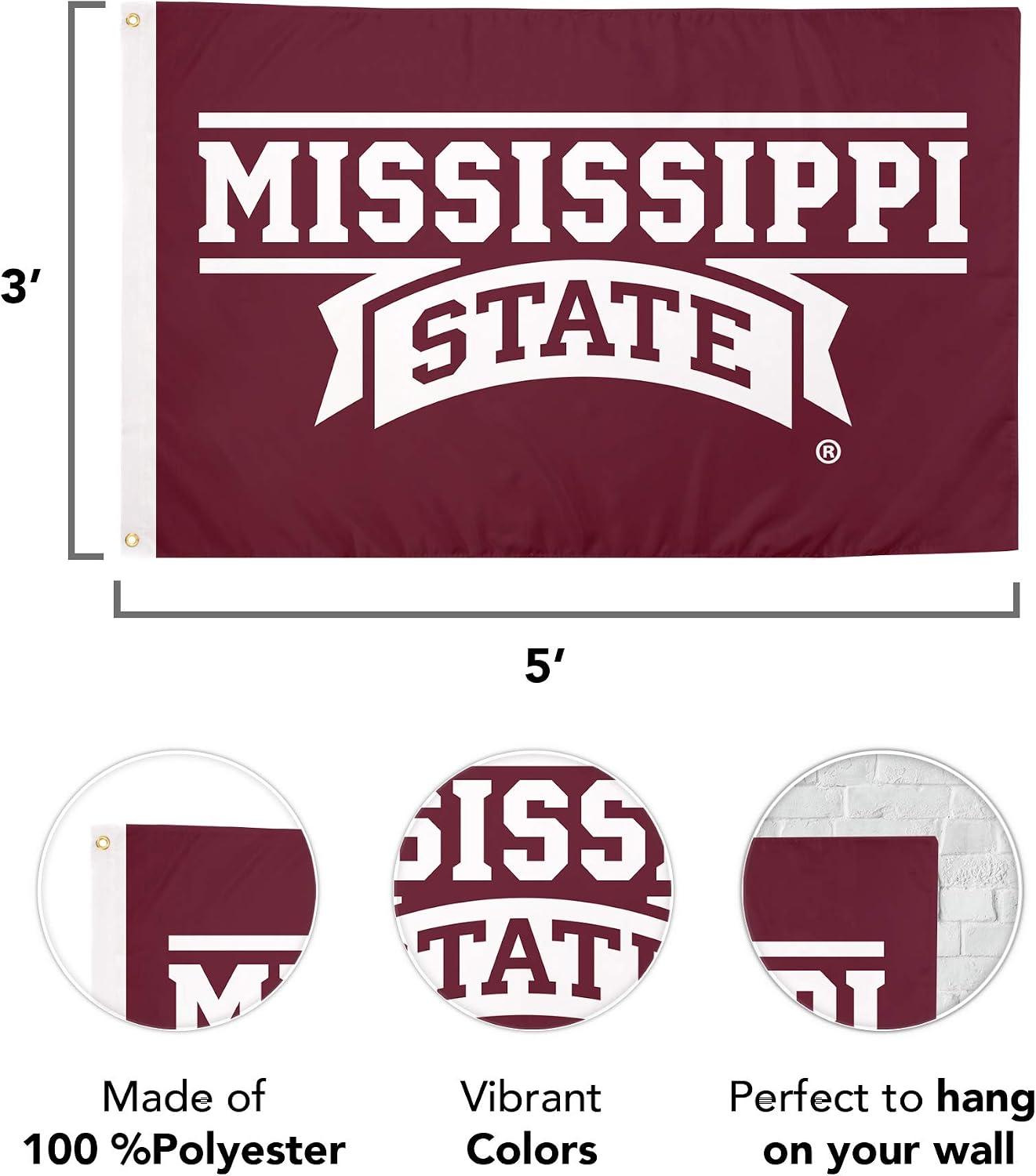 Bandera Bulldogs MSU 3x5ft tela poliéster duradera