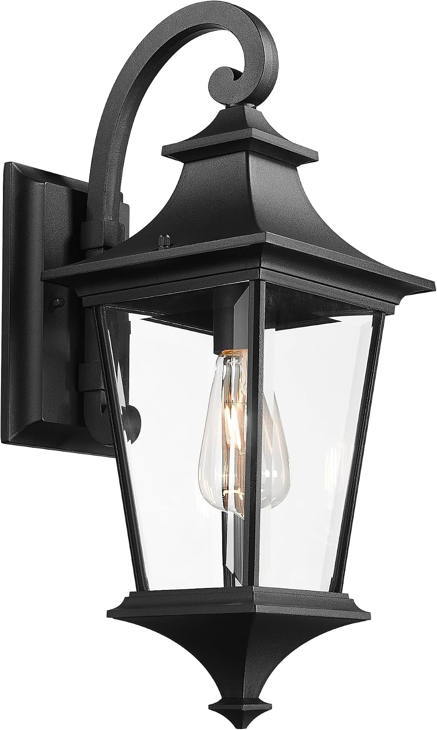 Luz porche exterior lámpara pared 21pulg cristal negro
