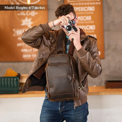 Bolso bandolera hombre viaje cuero italiano YKK