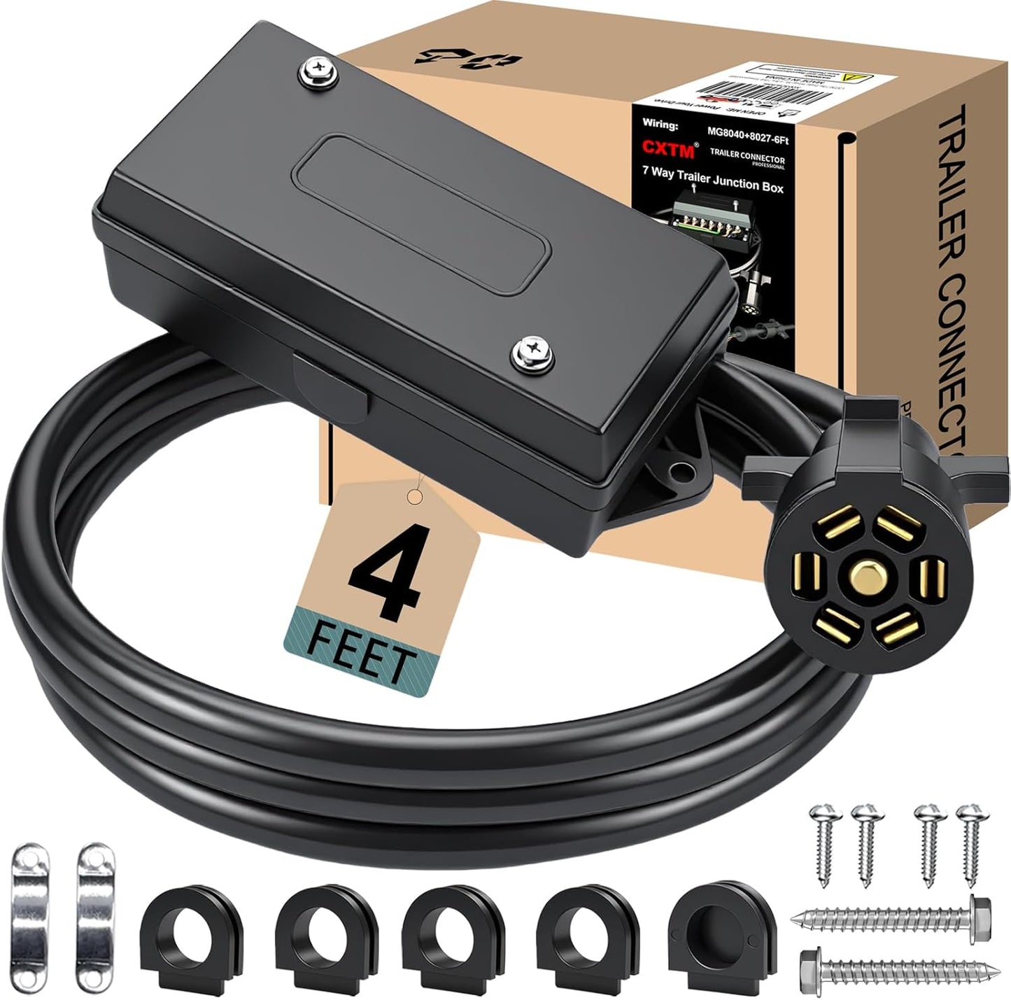 Kit arnés cableado remolque 7 pines 4ft conector doble clavija