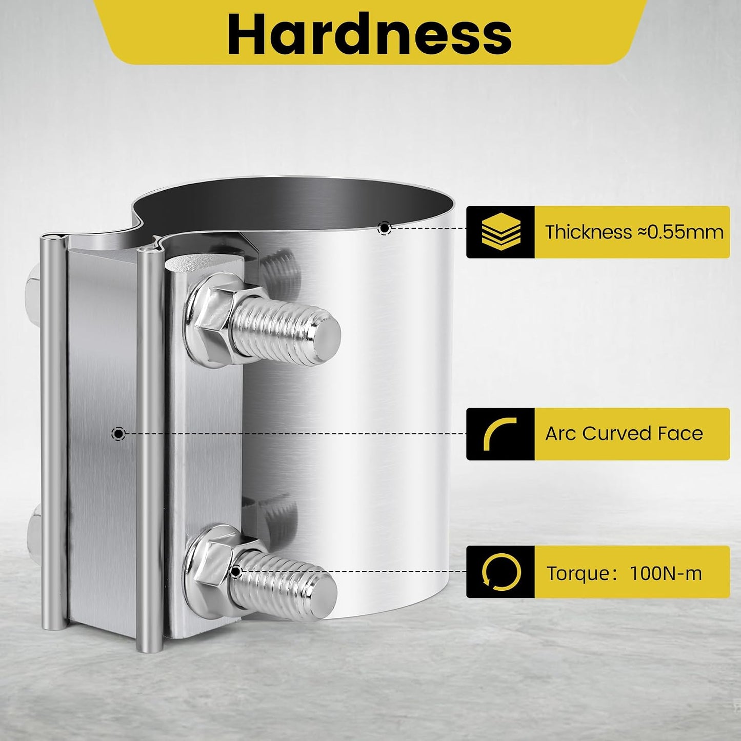 Abrazadera escape 2.5" acero inox 304 junta tope