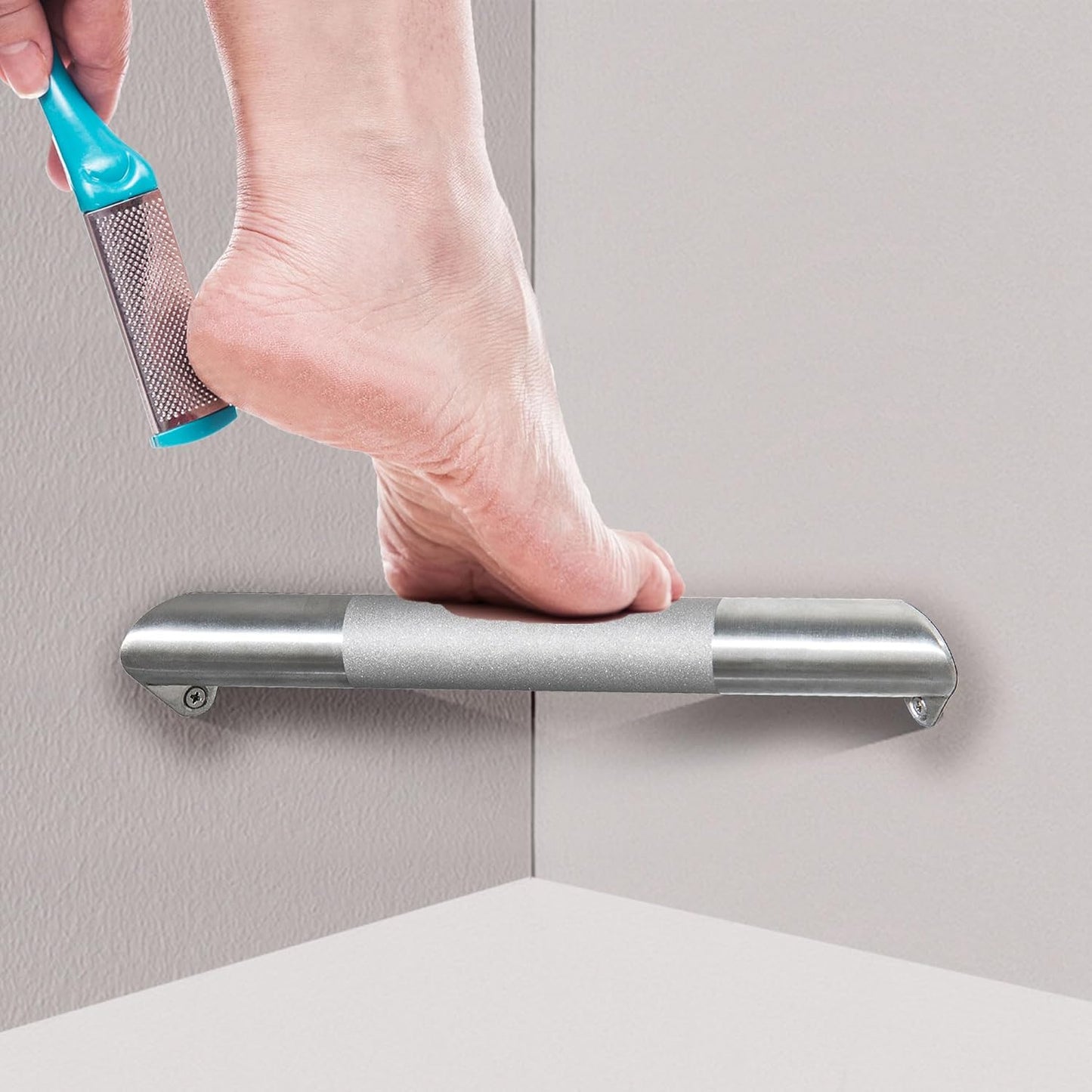Reposapiés ducha acero inox antiderrap níquel cepillado