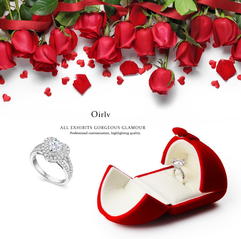 Caja terciopelo rojo para anillo compromiso boda