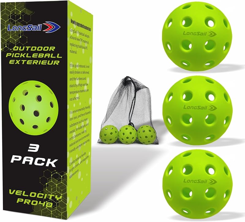 Pelotas pickleball no friables paquete 3 verde neón