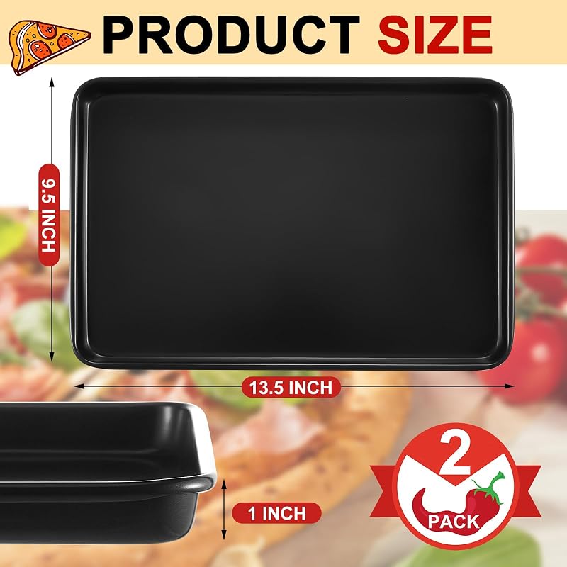 2 Pzas Plato Pizza Duro Rectangular Negro Acero Carbono