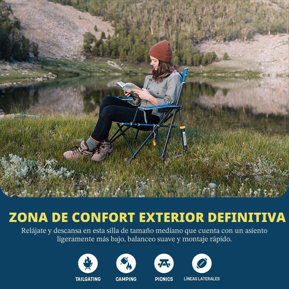Silla mecedora plegable con reposabrazos bebida color rojo
