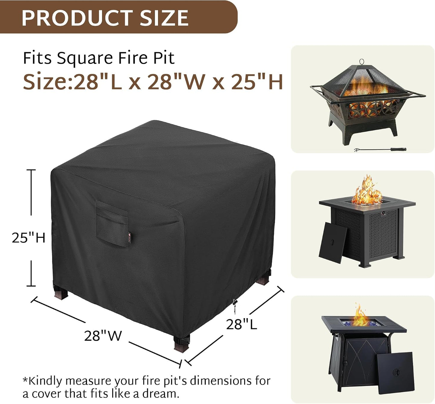 Funda cuadrada fogata 28x28" impermeable 600D uso pesado
