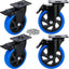 4 Ruedas Poliuretano Azul 5pulg Giratorias con Freno