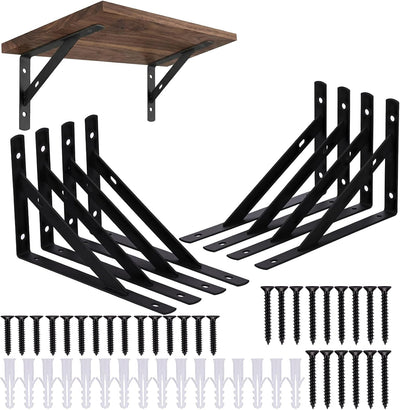 2 Soportes Metal Estantería Flotante Negro 5.9x3.7pulg