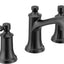 Grifo de lavabo arco alto 2 manijas negro mate 3 agujeros