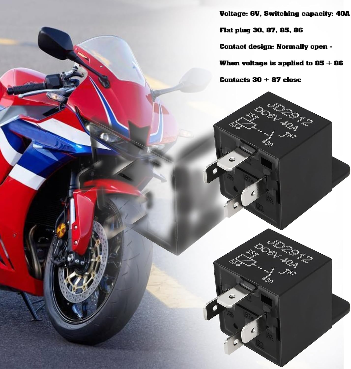 Relé automotriz 4 pines 6v 40a 2.039x1.102pulg