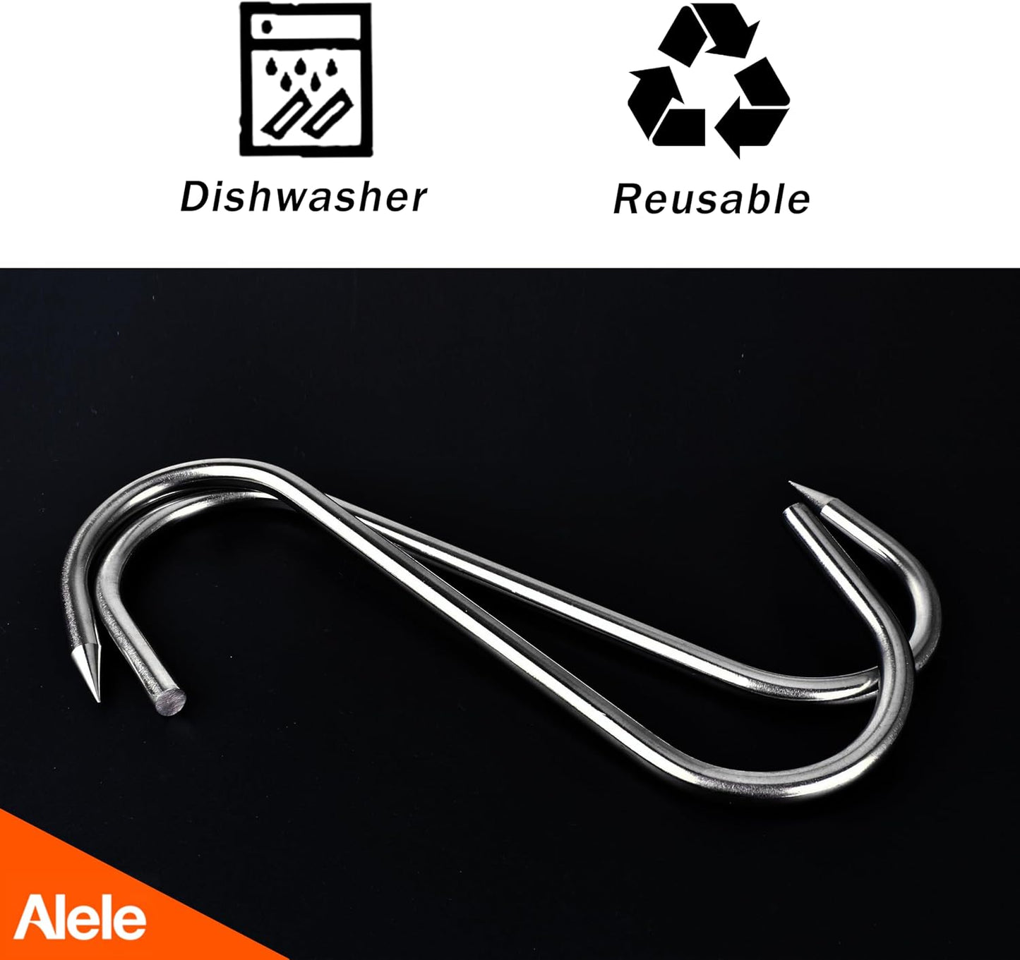 Ganchos carnicero acero inox 8" pack 4