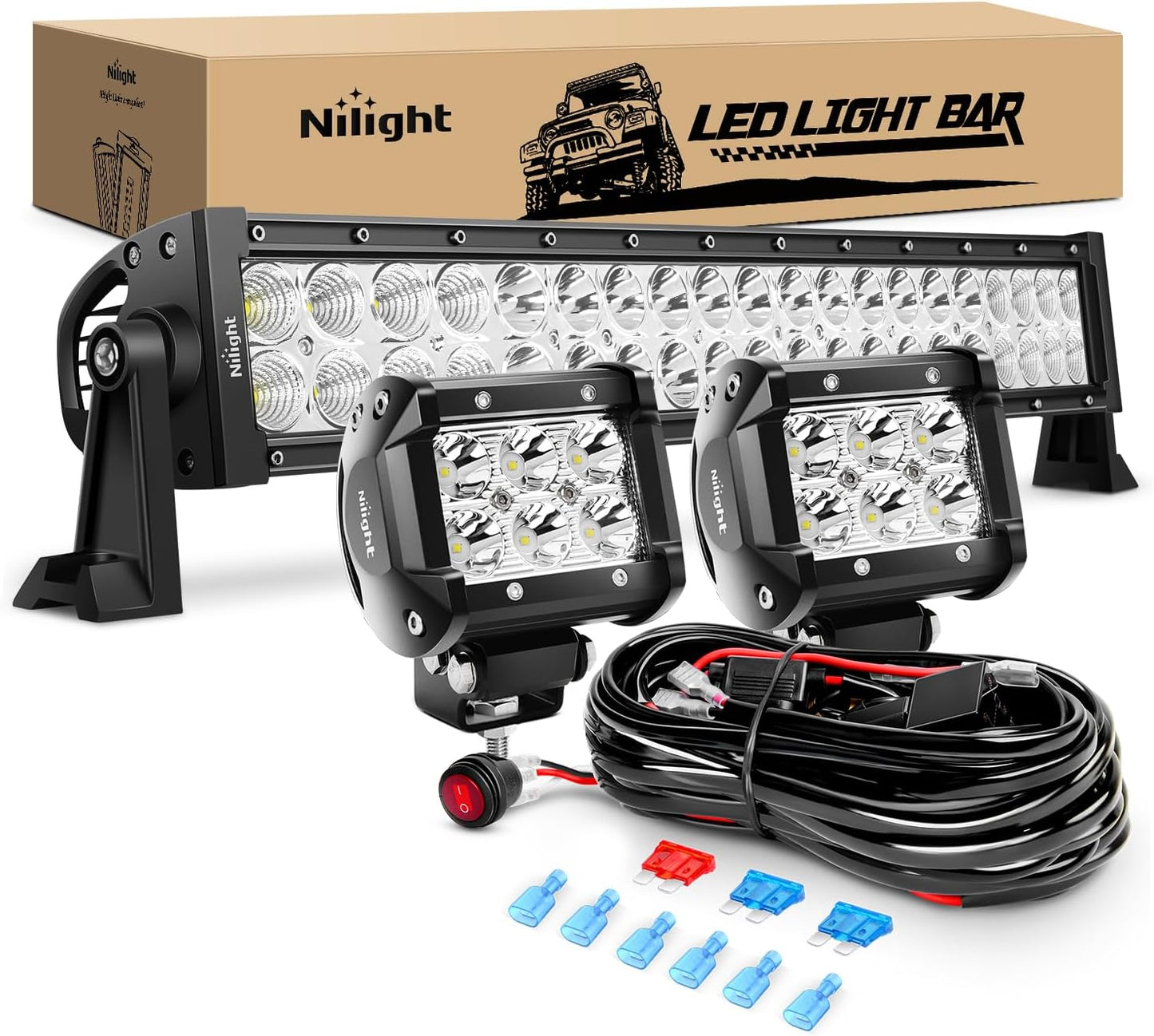 Barra luz LED inundación 22pulg 120W 2uds antiniebla