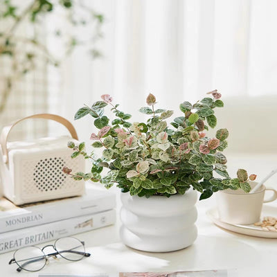 Maceta Cerámica 4.5" Orificio Drenaje Diseño Burbujas Hogar