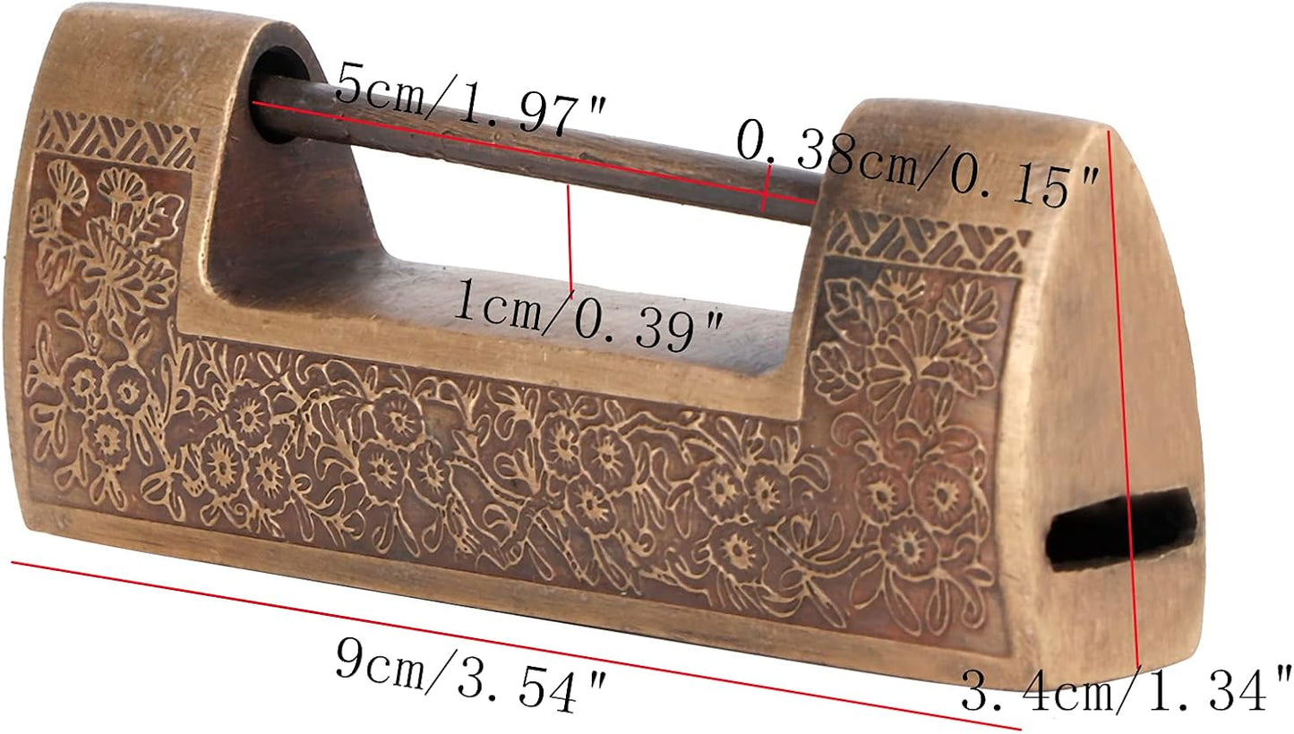 Candado cobre tallado joyero con llave 2in