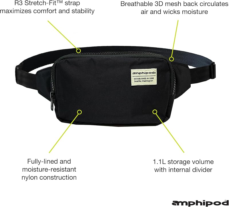 Bolsa cruzada ligera para correr viajar senderismo Noir