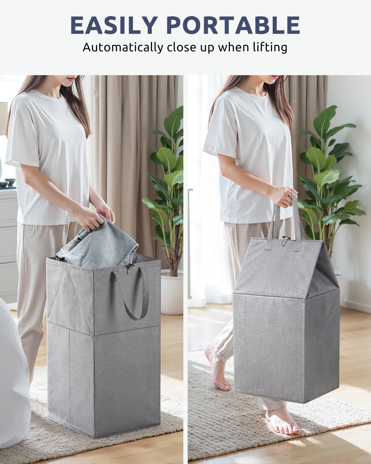 Cesta lavandería plegable doble función 75l gris