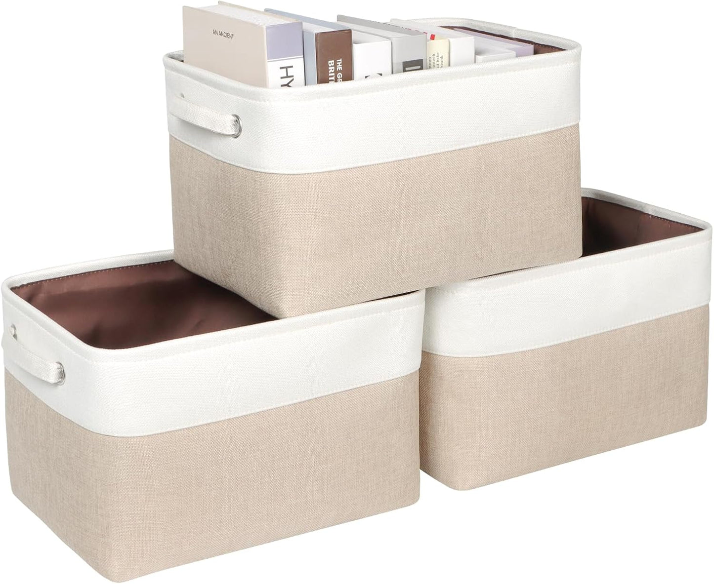 Cubo plegable tela con asas para organizar armario 15x10x9.5