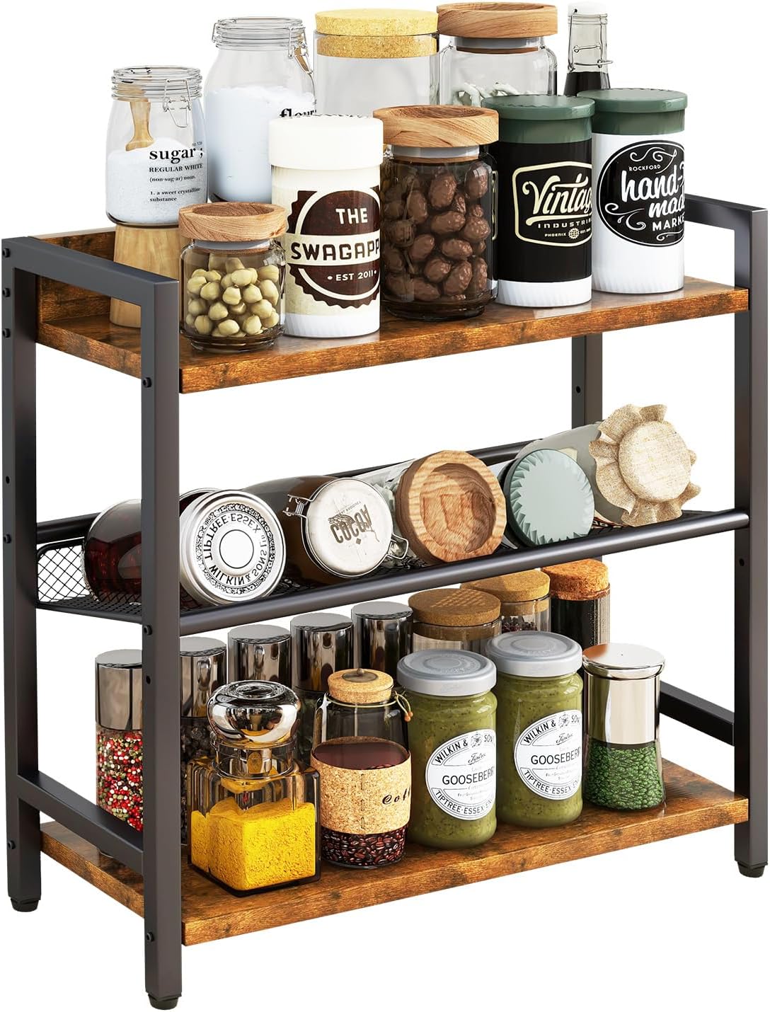 Estante especias 3 niveles escritorio cocina marrón