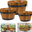 Set 3 Macetas Madera Acacia Exteriores Asas Drenaje Marrón