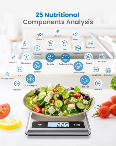 Báscula digital de alimentos con calculadora nutricional