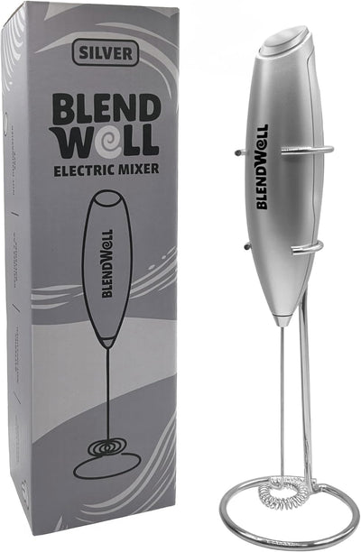 Espumador de leche eléctrico BlendWell para café y matcha con soporte