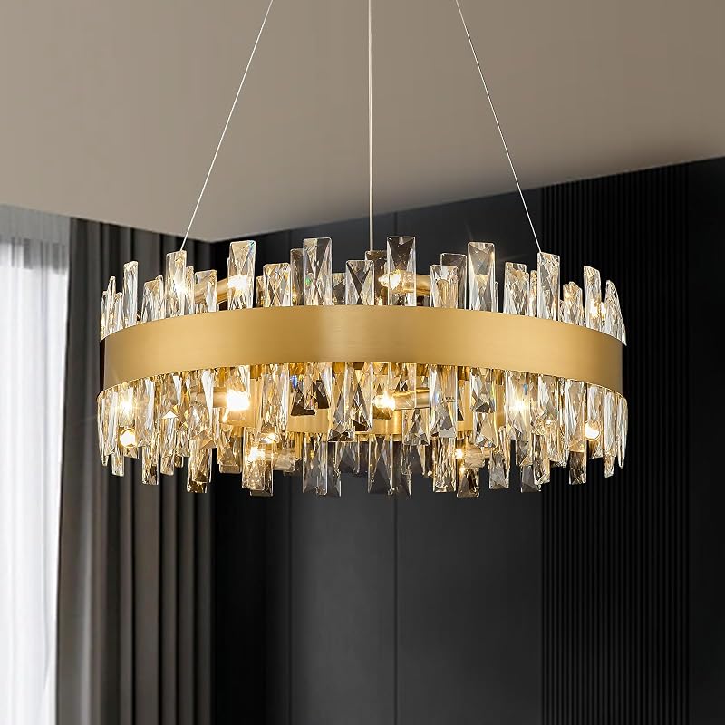 Candelabro moderno de cristal K9 23.6pulg 12 luces