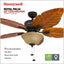 Ventilador techo LED 52pulg aspas madera talladas 50204-01