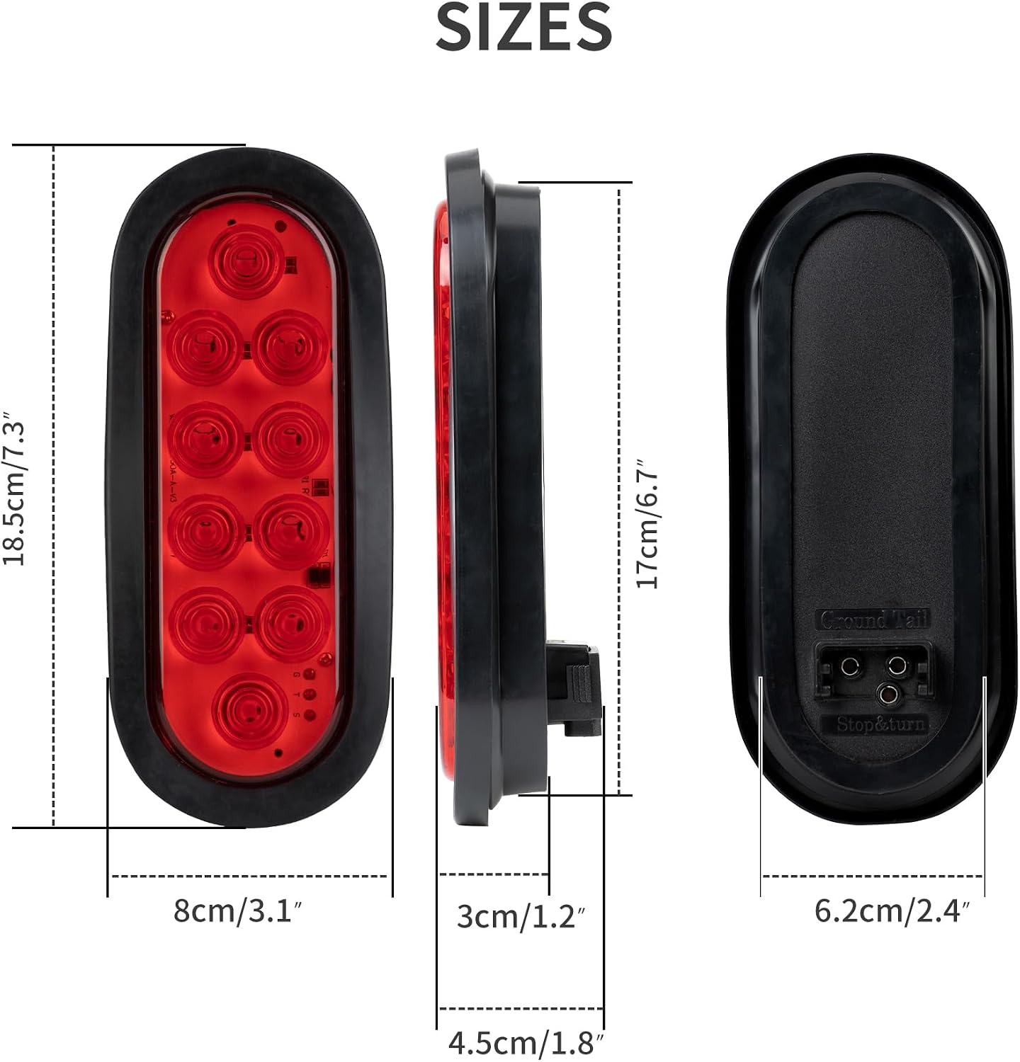 2 Pzas Luces Traseras LED Ovaladas 6" para Camión RV